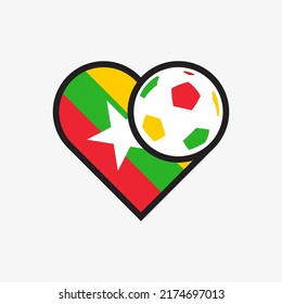 Logo sticker love Myanmar national football team. Souvenir print vector illustration