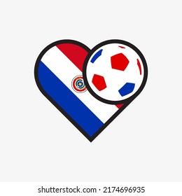 Logo sticker love Paraguay national football team. Souvenir print vector illustration