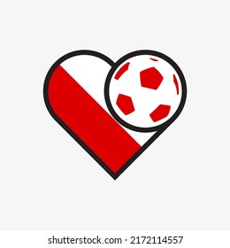 Logo sticker love Poland national football team. Souvenir print vector illustration