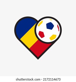 Logo Sticker Love Romania National Football Team. Souvenir Print Vector Illustration