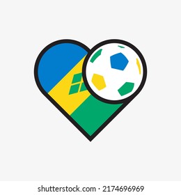 Logo sticker love Saint Vincent and the Grenadines national football team. Souvenir print vector illustration