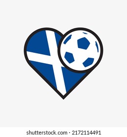 Logo Sticker Love Scotland National Football Team. Souvenir Print Vector Illustration