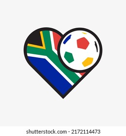 Logo sticker love South Africa national football team. Souvenir print vector illustration