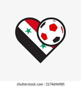Logo sticker love Syria national football team. Souvenir print vector illustration