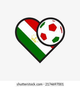 Logo sticker love Tajikistan national football team. Souvenir print vector illustration