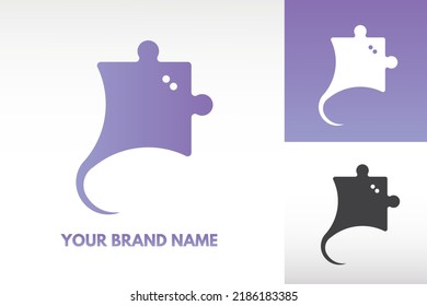 Logotipo Pescado y rompecabezas combinación Monograma vector Diseño en gradiente y variación de color Monocromo Perfecto para la identidad de la marca de negocios