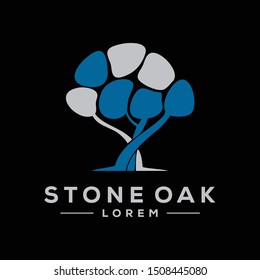 logo stone and oak vector, icon illustration