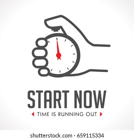 Logo - stopwatch in hand - start concept