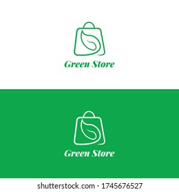 Logo Store Bag with Leave Icon for Organic or Green Business