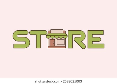 A logo with a store icon and the word store designed in warm pastel tones.