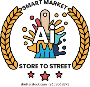 A logo for a store that sells paint and other art supplies. The logo features a paintbrush and a star, and the store is called Store to Street