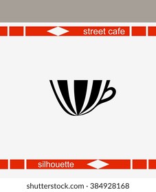 Logo for street cafes, restaurants, websites. Cup silhouette.