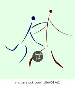 Logo streetball. Two players fight for the ball