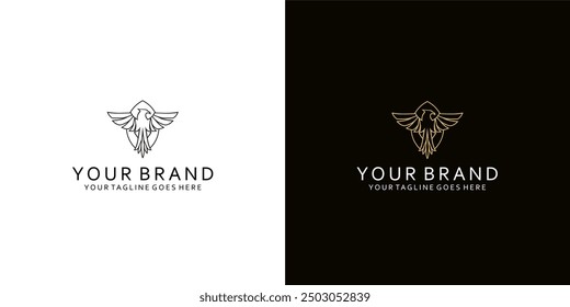 A logo with stripes forming an eagle gives a simple and elegant impression