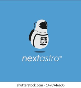 logo of stronaut in doll 
flying above the ground in a spacesuit on a blue background icon, vector, isolated, cute, illustration, background, design, graphic, white, face, symbol, sign, silhouette 