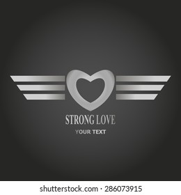 logo strong love. icon of love in metal style. constant and reli
