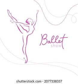 Logo style for ballet studio, show, logo design. Line drawing. Vector illustration. Ballet Line Art Modern.