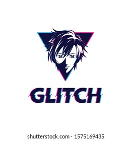 Logo Style Hair Glitch Effect Vector 