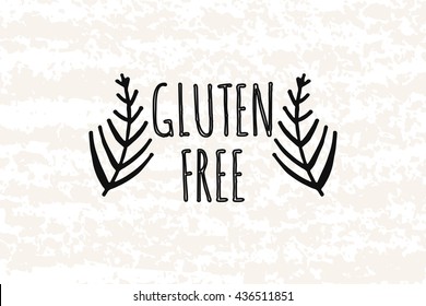 Logo in the style of hand drawn. Hand drawn elements in the decorative frame gluten free. Fresh, organic ingredients. Sticker, badge, card for production in print and stores. Vector illustration