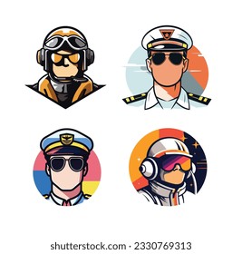 Icono de estilo de logotipo del piloto del avión.