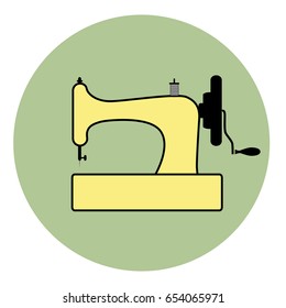 Logo style retro outlines. Sewing machine. Vector Illustration
