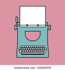 Logo style retro outlines. Typewriter. Vector Illustration