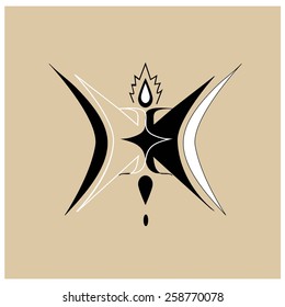 Logo style white stripes black brown background.