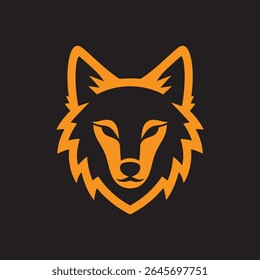 A logo style wolf head in black backraund