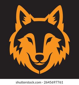 A logo style wolf head in white backraund
