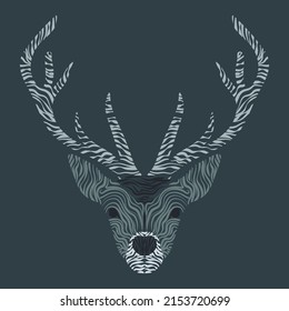 Logo with stylish deer on emerald background