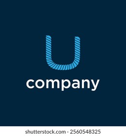 A logo with a stylized blue 'U' made of rope