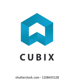Logo of a stylized and colorful polygon box or cube. This logo is suitable for many purpose as technologies development