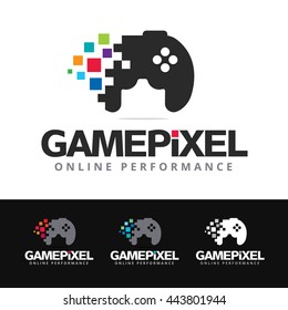 Logo Of A Stylized Game Pad With Colorful Pixels. This Logo Is Suitable For Many Purpose As Games Development, Gaming Events, Gamers Logo And More.