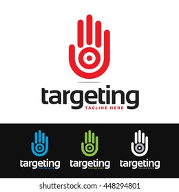 Logo of a stylized hand with target. This logo is suitable for many purpose as multimedia firm, publicity agencies, human resources and more.