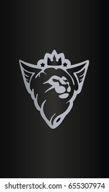 Logo. Stylized head of a lion with wings. Vector.