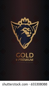 Logo. Stylized head of a lion with wings. Vector.