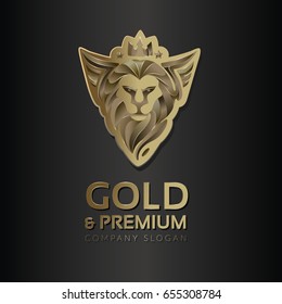 Logo. Stylized head of a lion with wings. Vector.