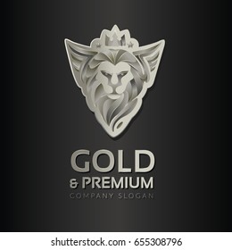 Logo. Stylized head of a lion with wings. Vector.
