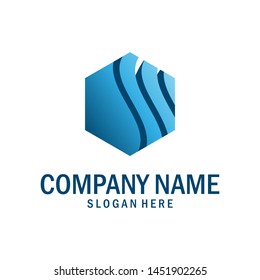 Logo stylized hexagon with abstract shapes