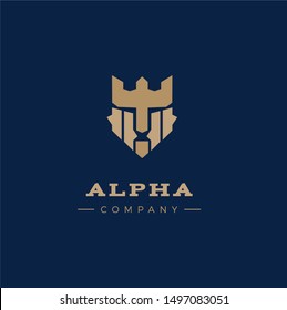 Logo stylized of the king. Vector sign.