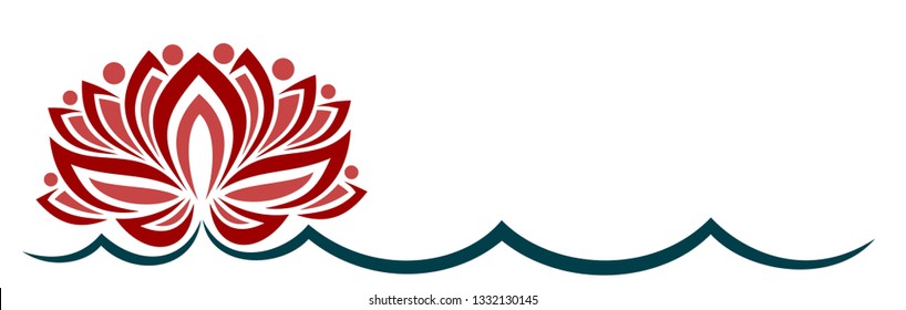 The logo of a stylized Lotus.

