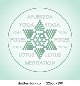the logo is a stylized Lotus flower design Ayurveda yoga