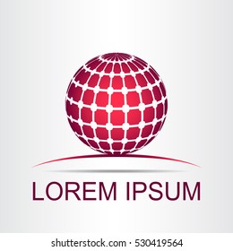 Logo of a stylized sphere with abstract shapes. This logo is suitable for global company, world technologies and media and publicity agencies 