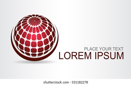 Logo of a stylized sphere with abstract shapes. This logo is suitable for global company, world technologies and media and publicity agencies 