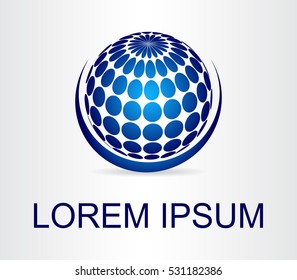 Logo of a stylized sphere with abstract shapes. This logo is suitable for global company, world technologies and media and publicity agencies 