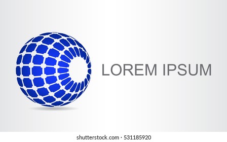 Logo of a stylized sphere with abstract shapes. This logo is suitable for global company, world technologies and media and publicity agencies 
