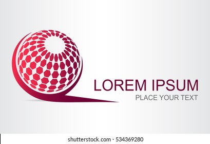 Logo of a stylized sphere with abstract shapes. This logo is suitable for global company, world technologies and media and publicity agencies 