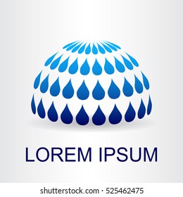 Logo of a stylized sphere with drops in motion. This logo is suitable for global company, world technologies and media and publicity agencies 