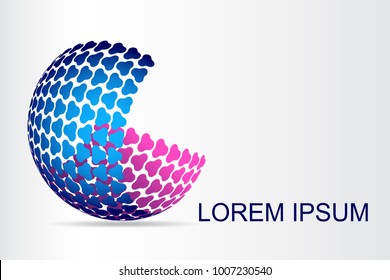 Logo stylized spherical surface with abstract shapes. This logo is suitable for global company, world technologies, media and publicity agencies 