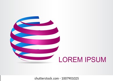 Logo stylized spherical surface with abstract shapes. This logo is suitable for global company, world technologies, media and publicity agencies 